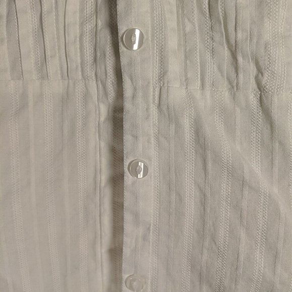 JH Collectibles Petite White Blouse Button-up Shirt V-neck 3/4 Sleeves Peasant M - Picture 3 of 12